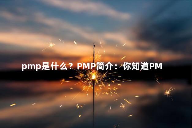 pmp是什么？PMP简介：你知道PMP是什么吗？