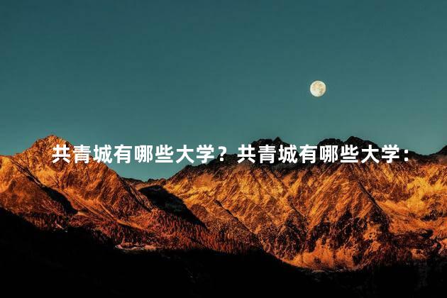 共青城有哪些大学？共青城有哪些大学：探索教育资源，发掘学府之花